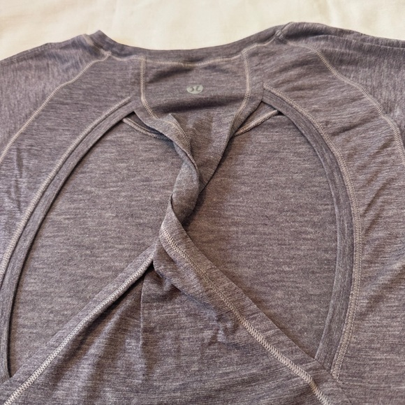Lululemon 4 Stop Drop & Squat Short Sleeve Shirt ~ Purple Heathered Cap Sleeve - Picture 4 of 7